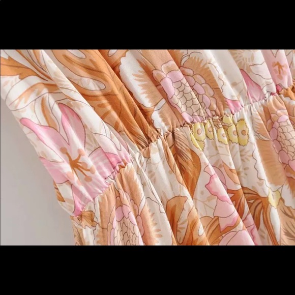 Boho Gypsy Jungle Floral Mini Dress Babydoll Tunic hippie free spirit bohemian - Picture 9 of 12